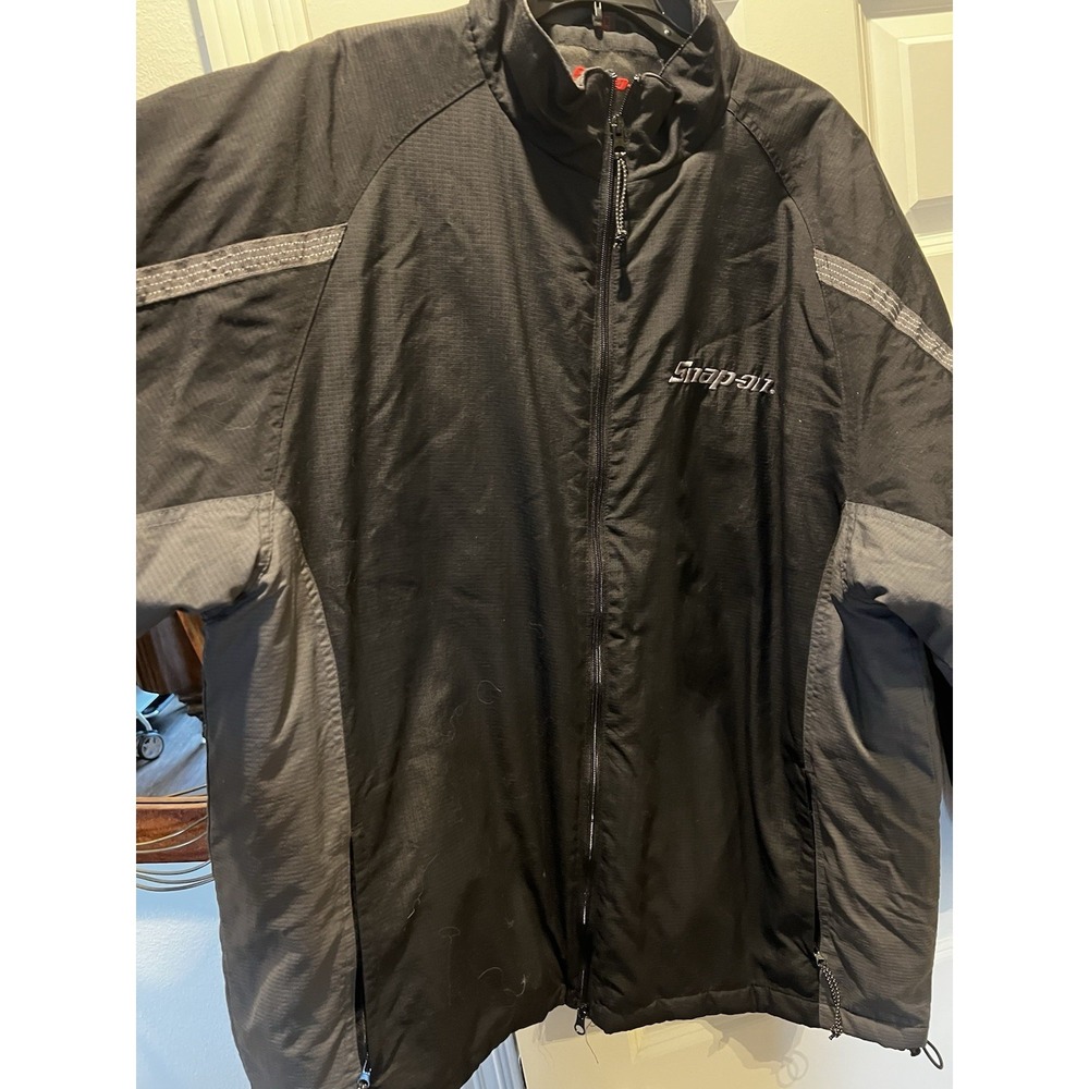 Snap-On Men Jacket‎ XL Gray Logo Embroidery Ripstop Windbreaker Reflective Clean